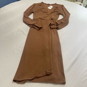 NWT Fraiche By J x Nordstrom Taupe Long Sleeve Dress Size Medium New